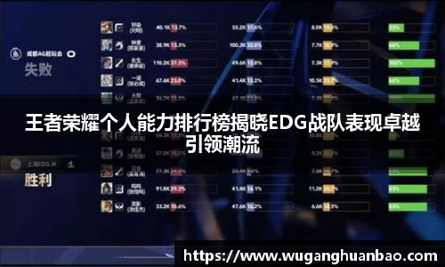 王者荣耀个人能力排行榜揭晓EDG战队表现卓越引领潮流